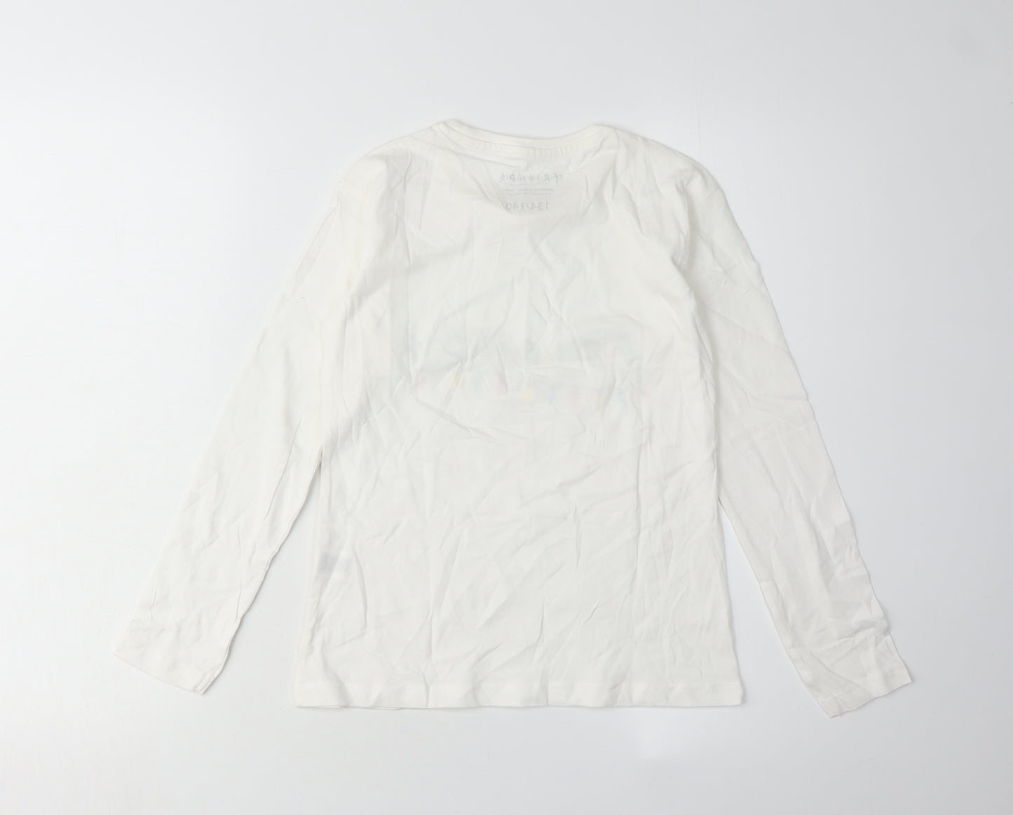 Friends Boys White Long Sleeve T-Shirt, Size 9-10Y, Graphic Print