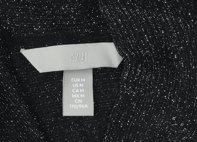H&M Women's Black Long Sleeve High Neck Top - M