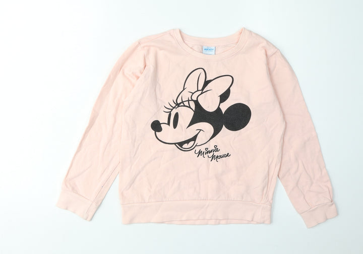Disney Girls Pink Minnie Mouse Pullover Sweatshirt 9-10 Years