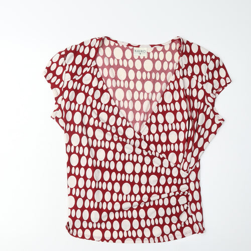 Kaliko Women's Red Polka Dot Wrap Blouse, Size 18