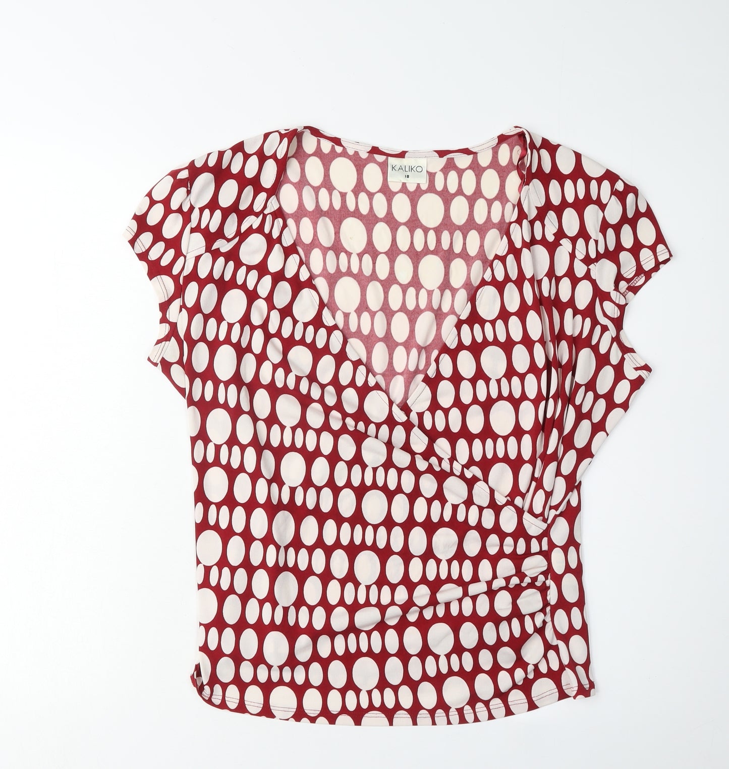 Kaliko Women's Red Polka Dot Wrap Blouse, Size 18