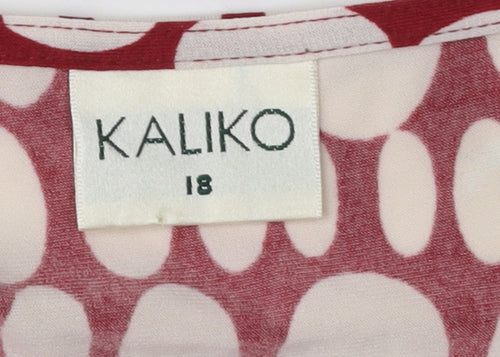 Kaliko Women's Red Polka Dot Wrap Blouse, Size 18