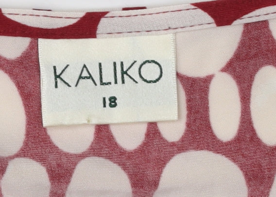 Kaliko Women's Red Polka Dot Wrap Blouse, Size 18