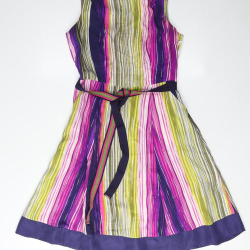 Linea Women's Multicoloured Silk A-Line Dress UK 10