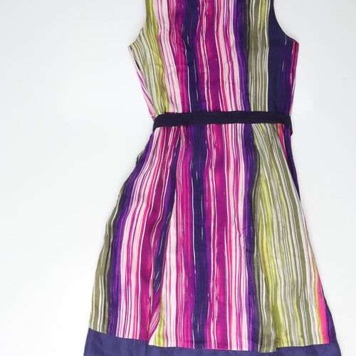 Linea Women's Multicoloured Silk A-Line Dress UK 10