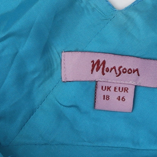 Monsoon Women's Blue A-Line Dress Size 18