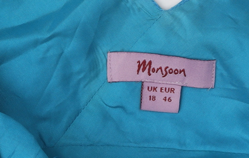 Monsoon Women's Blue A-Line Dress Size 18