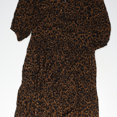 Next Women's Brown Animal Print Dress XS