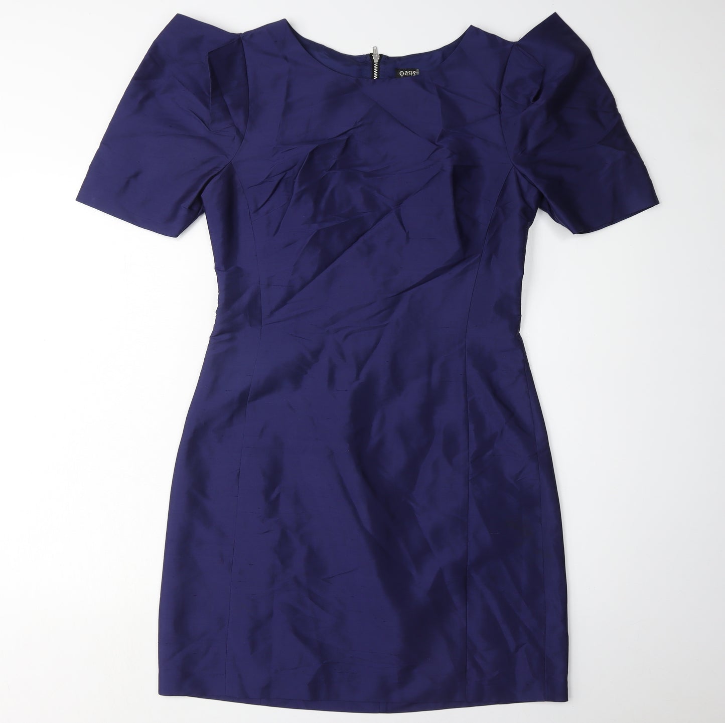 Oasis Women's Blue Silk Sheath Dress, Size 12