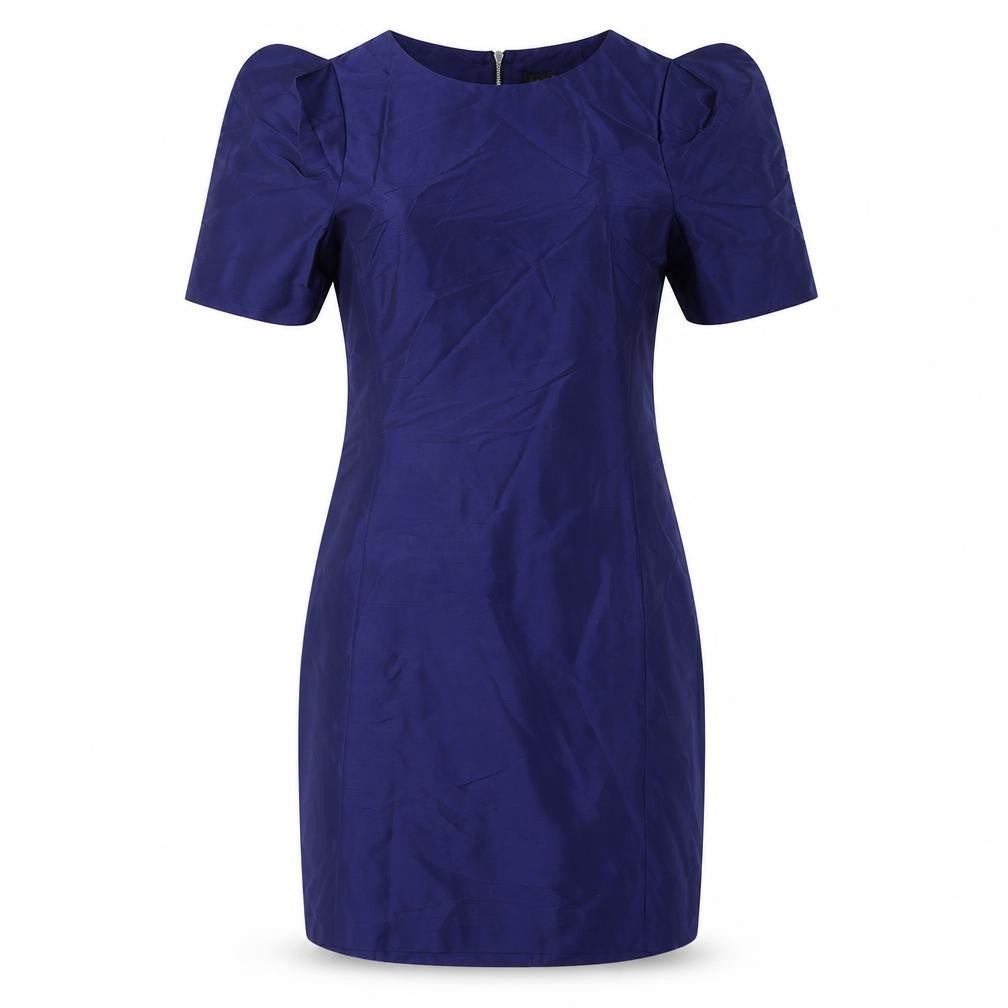 Front view of Oasis Women's Blue Silk Sheath Dress, size 12