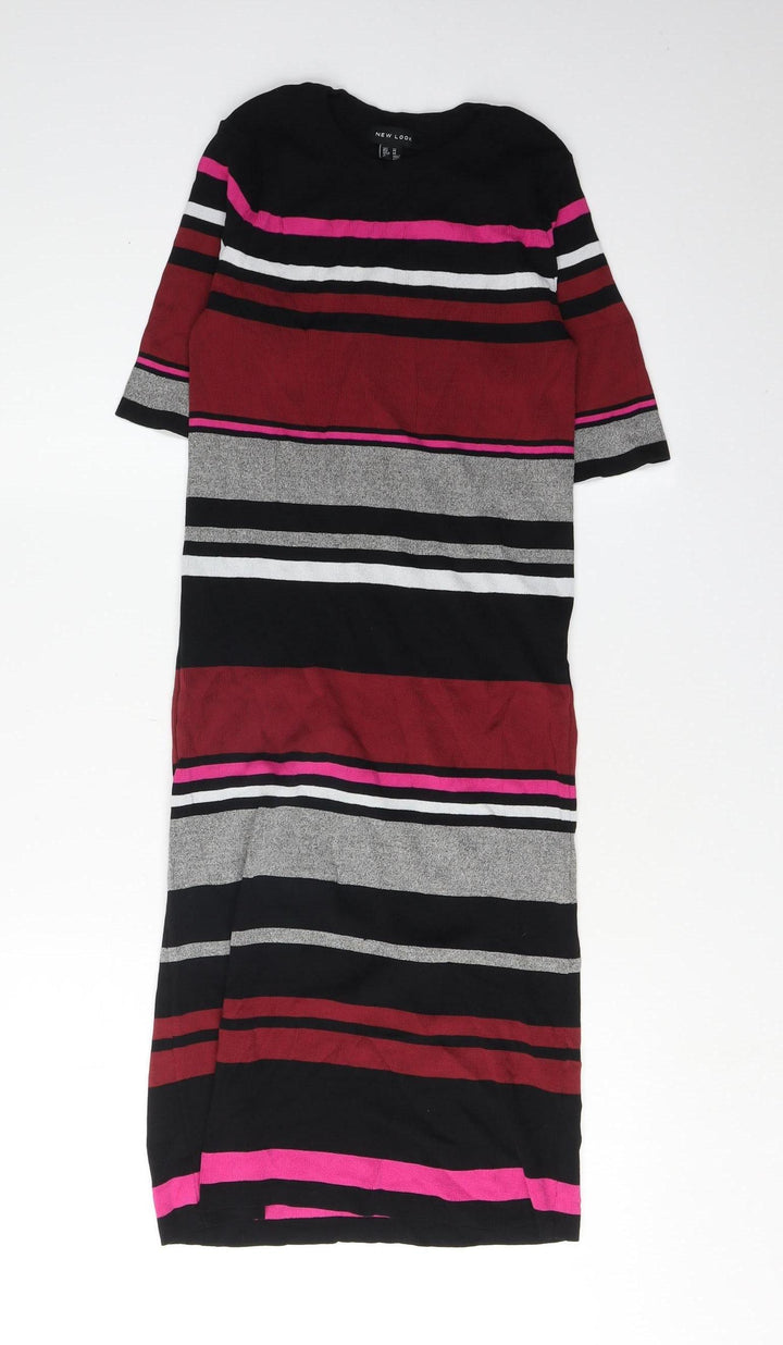 New Look Women's Striped Dress M - Black, Pink Casual