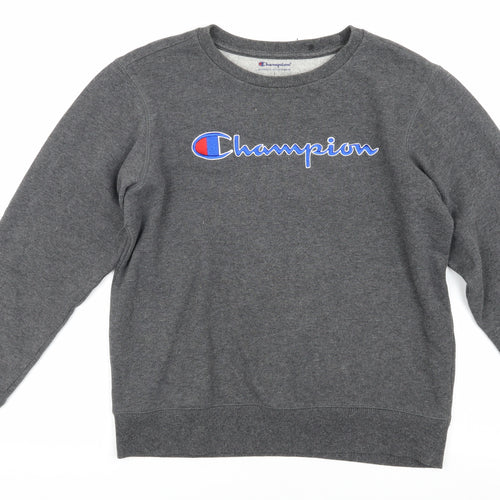 Champion Boys Grey Pullover Sweatshirt L Logo Print Casual