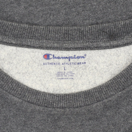 Champion Boys Grey Pullover Sweatshirt L Logo Print Casual