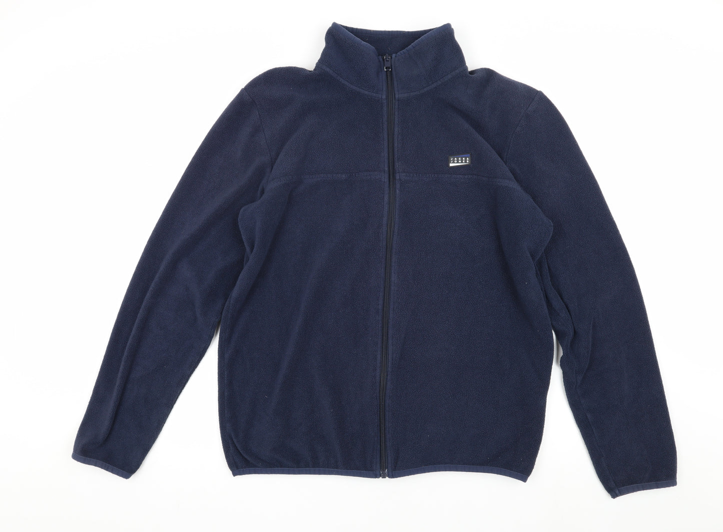 Jack & Jones Men's Blue Fleece Jacket - L, Casual Full Zip