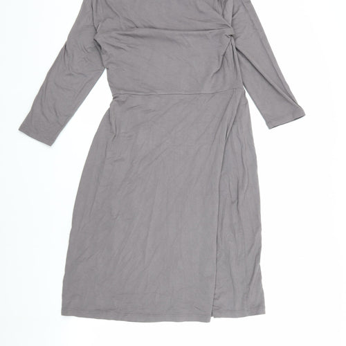 Boden Grey Midi Dress, Size 10, Women's Casual Elegance