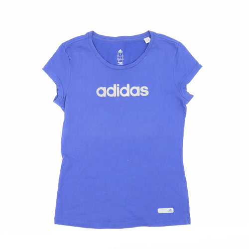 Adidas Women's Blue Cotton T-Shirt, Size S, Casual Wear