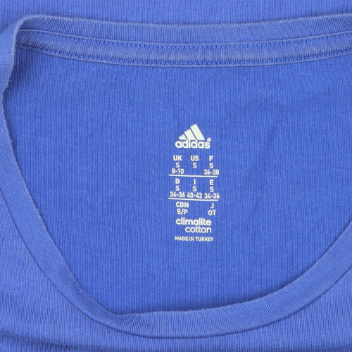 Adidas Women's Blue Cotton T-Shirt, Size S, Casual Wear