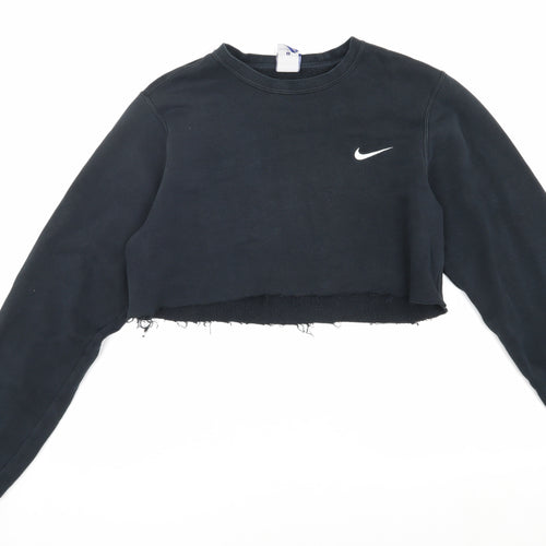 Nike Women's Black Crop Sweatshirt, S - Logo, Activewear