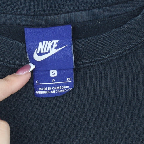 Nike Women's Black Crop Sweatshirt, S - Logo, Activewear