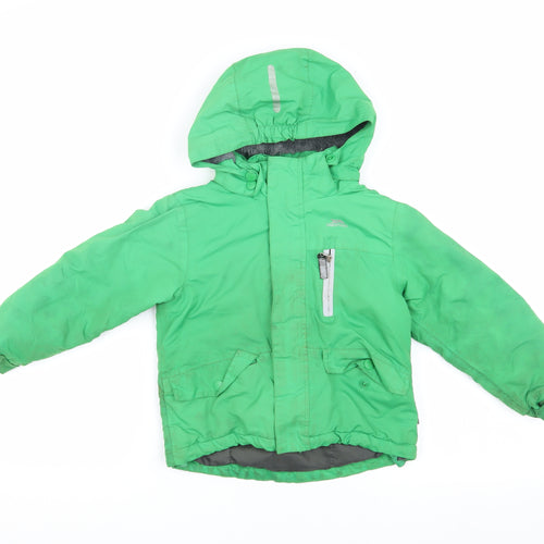 Trespass Boys Green Puffer Jacket 3 Years, Waterproof Hooded