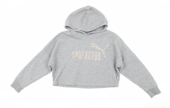 Puma Girls Grey Hoodie, 10 Years, Pullover Style, Logo