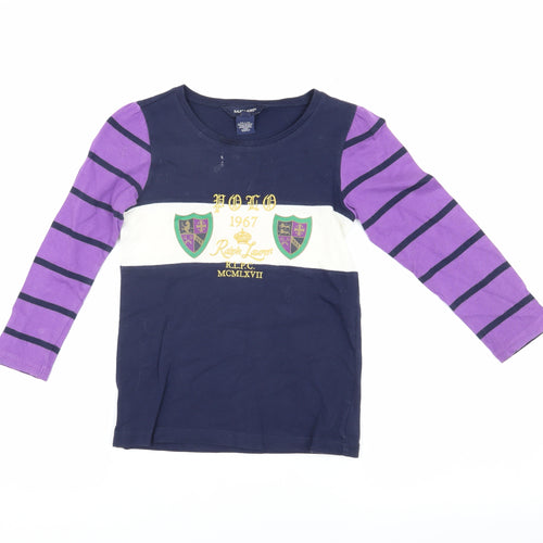 Ralph Lauren Women's Blue Striped Jersey T-Shirt Size 6