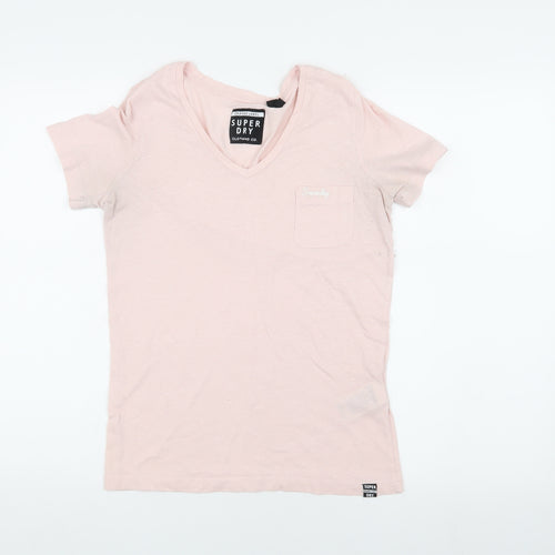 Superdry Women's Pink V-Neck T-Shirt UK 6