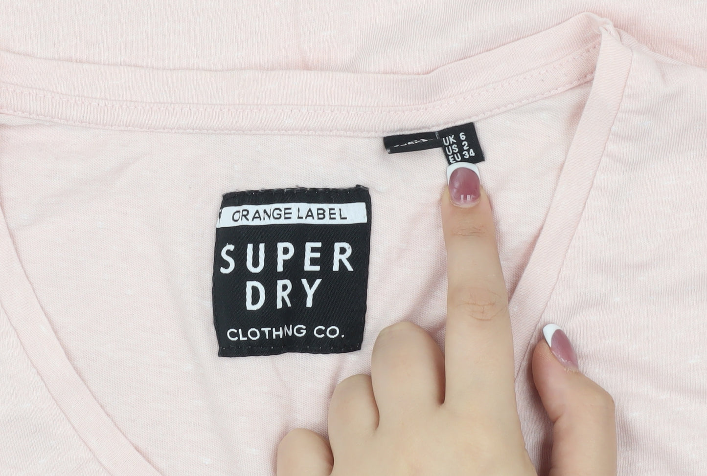 Superdry Women's Pink V-Neck T-Shirt UK 6