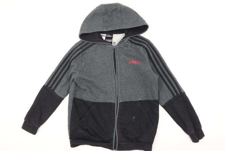 Adidas Boys Black Grey Hooded Track Jacket 11-12Y