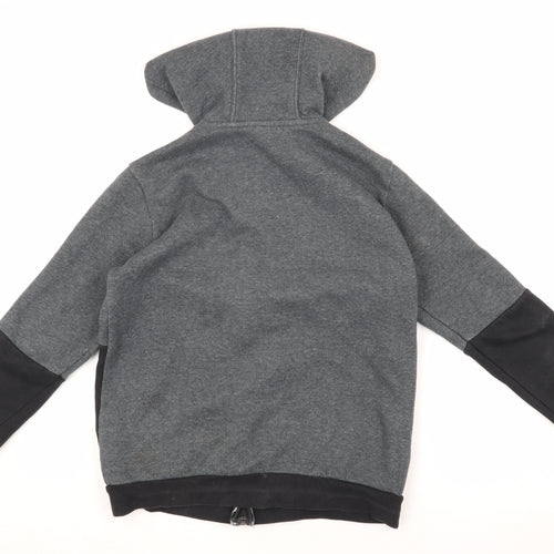 Adidas Boys Black Grey Hooded Track Jacket 11-12Y