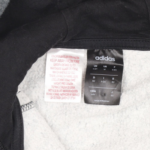 Adidas Boys Black Grey Hooded Track Jacket 11-12Y