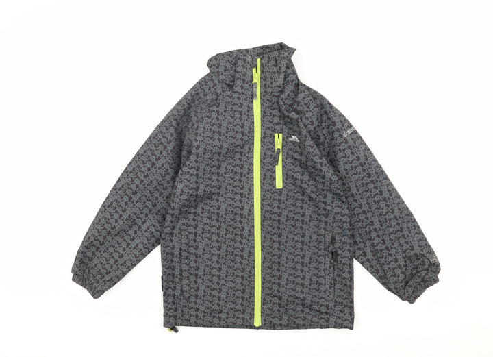 Trespass Boys Grey Rain Coat, Size 7-8, Waterproof Hiking Jacket