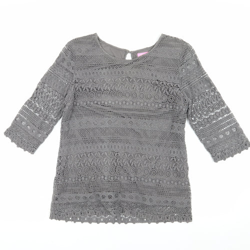 Joules Women’s Grey Crochet Blouse, Size 10, Casual Style
