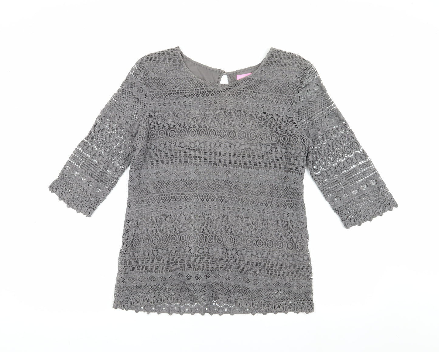 Joules Women’s Grey Crochet Blouse, Size 10, Casual Style