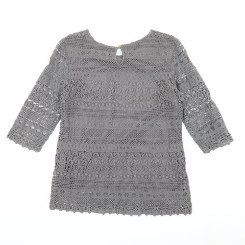 Joules Women’s Grey Crochet Blouse, Size 10, Casual Style