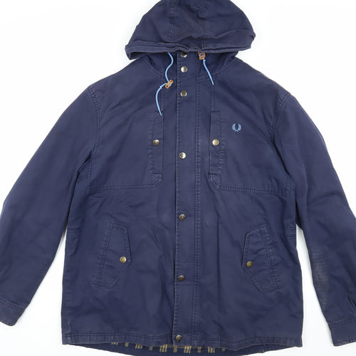 Fred Perry Men's Blue XL Hooded Parka Jacket