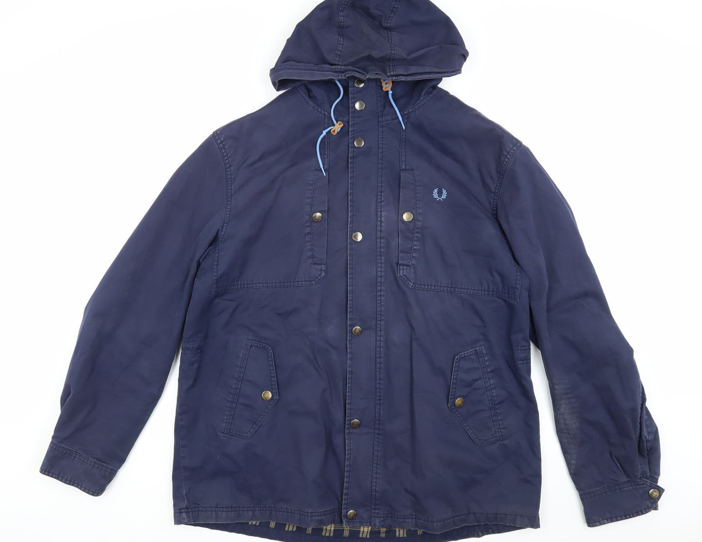 Fred Perry Men's Blue XL Hooded Parka Jacket