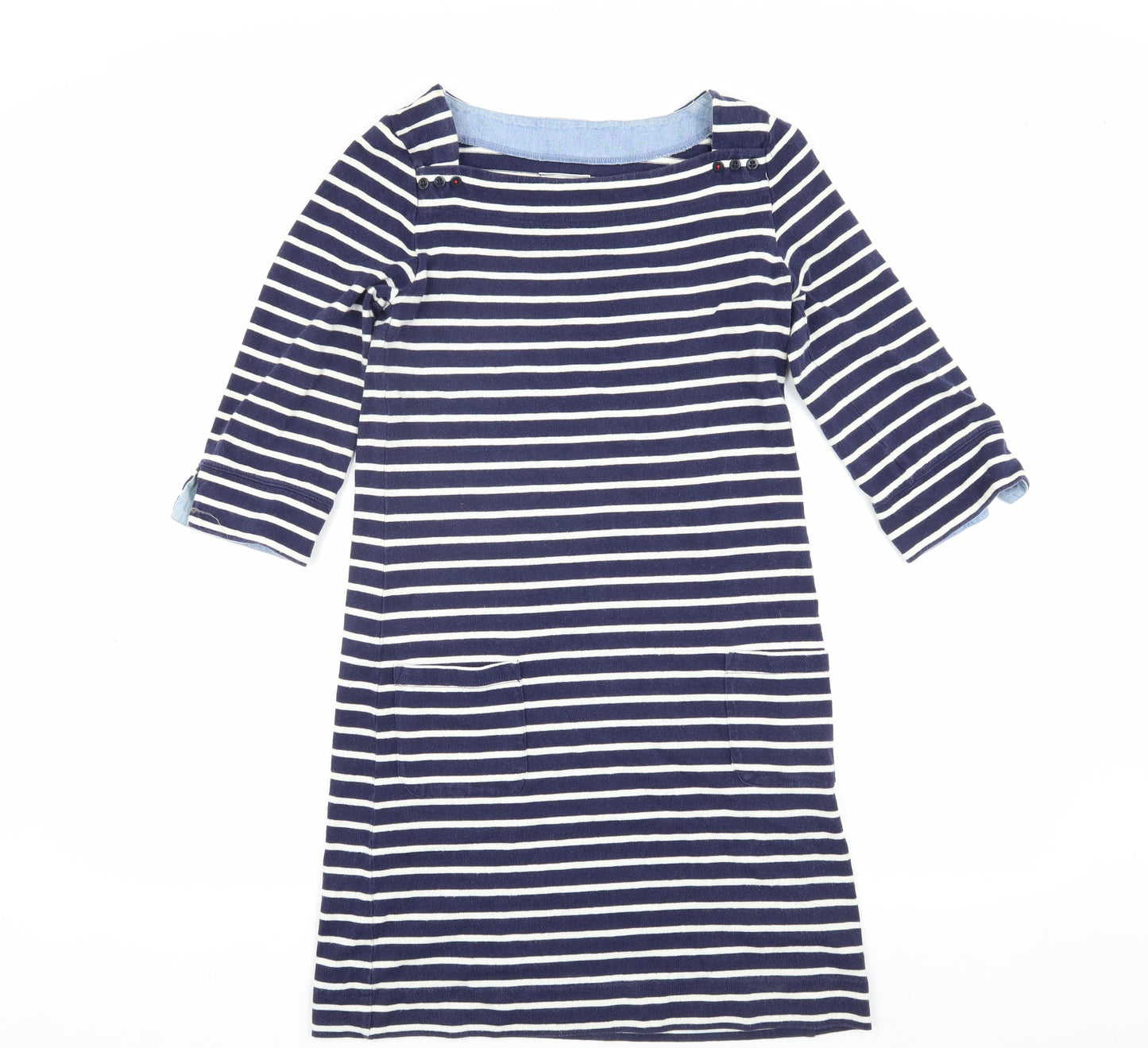 Joules Women's Blue Striped Shift Dress, Size 8, Nautical Style