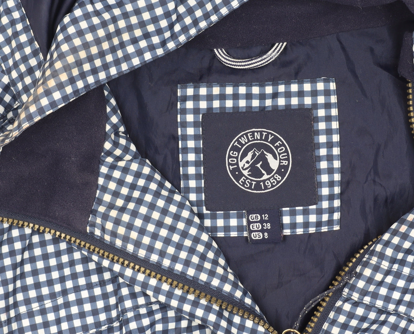 TOG TWENTY FOUR Women's Blue Checked Parka Size 12