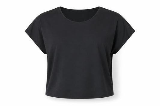 Front view of Souluxe Women's Black M Basic T-Shirt