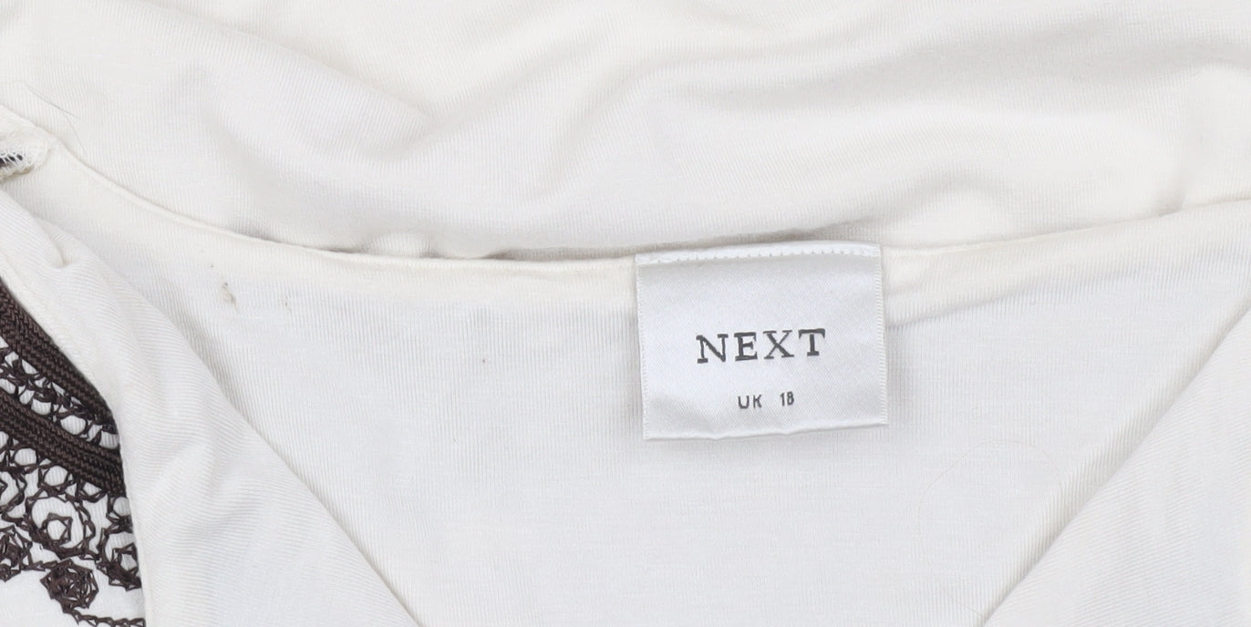 NEXT Women's Ivory Blouse UK 18, Embroidered Detail