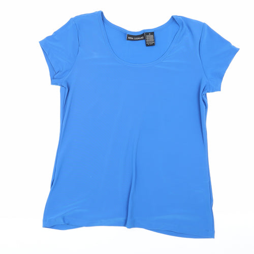 Nina Leonard Women's M Blue Scoop Neck T-Shirt