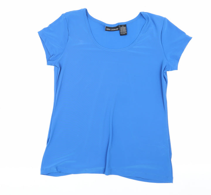 Nina Leonard Women's M Blue Scoop Neck T-Shirt