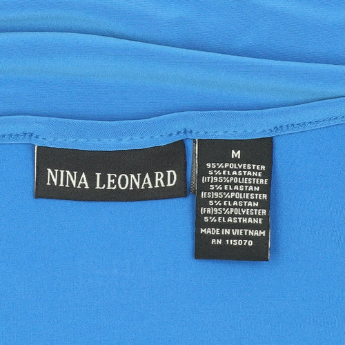 Nina Leonard Women's M Blue Scoop Neck T-Shirt