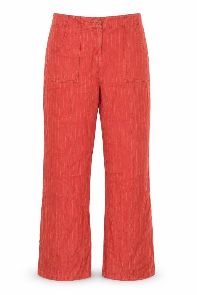 Front view of Marks & Spencer Women's Red Striped Trousers -, size 12