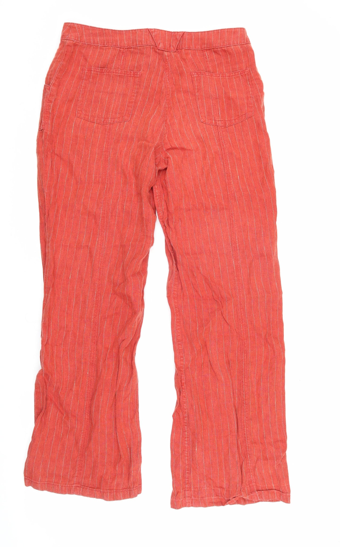 Marks and Spencer Women's Red Striped Trousers - Size 12