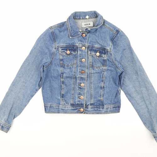 New Look Women's Blue Denim Cropped Jacket, Size 8, Casual