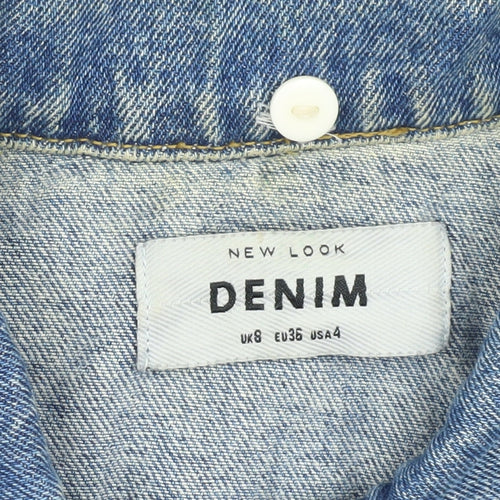 New Look Women's Blue Denim Cropped Jacket, Size 8, Casual