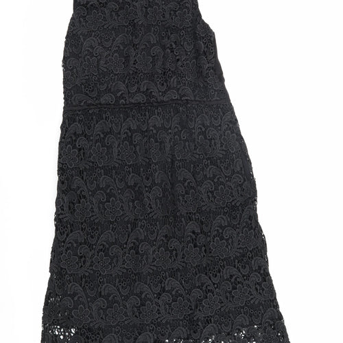 Mint Velvet Women's Black Floral Lace Shift Dress 14