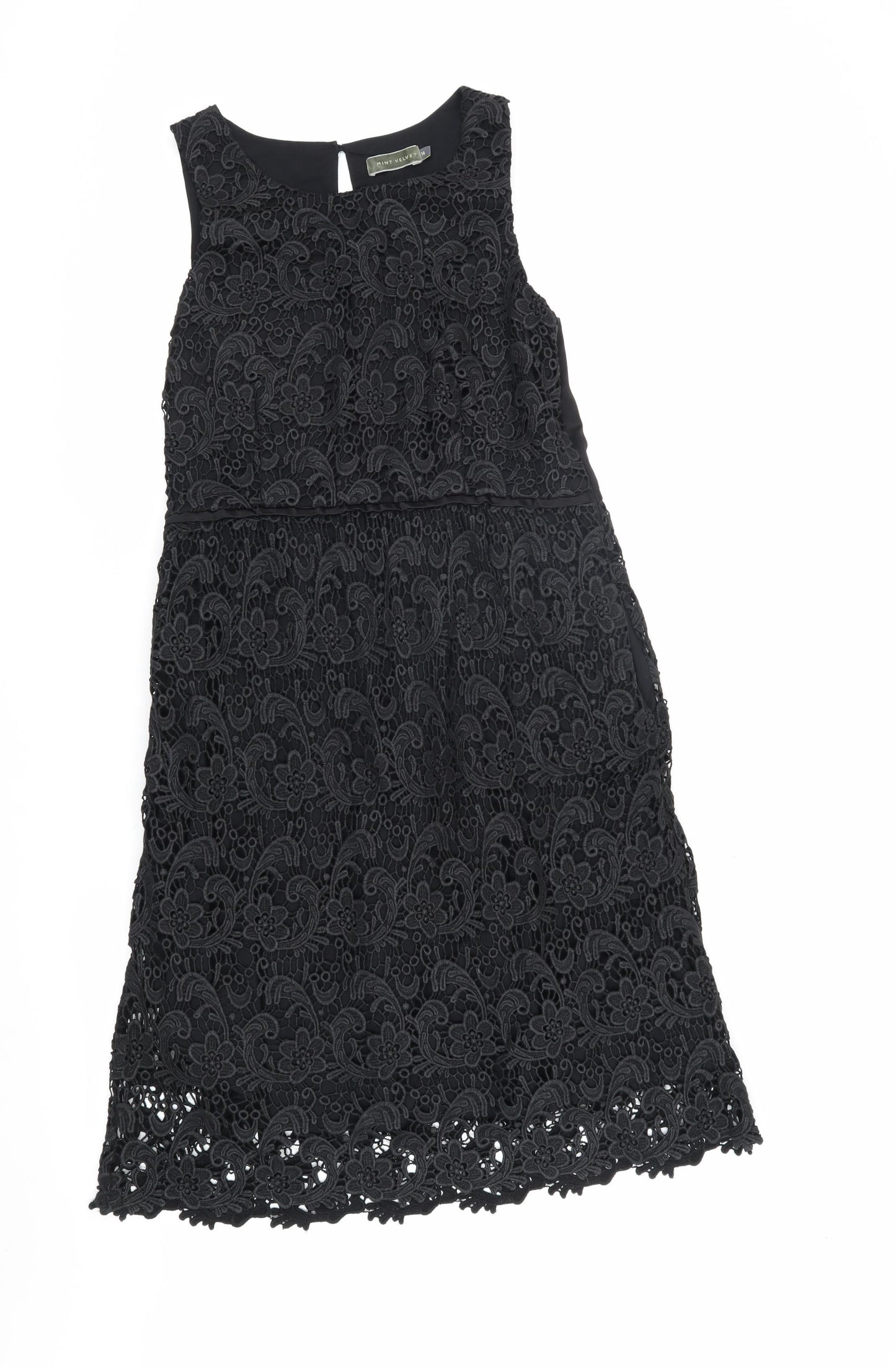 Mint Velvet Women's Black Floral Lace Shift Dress 14